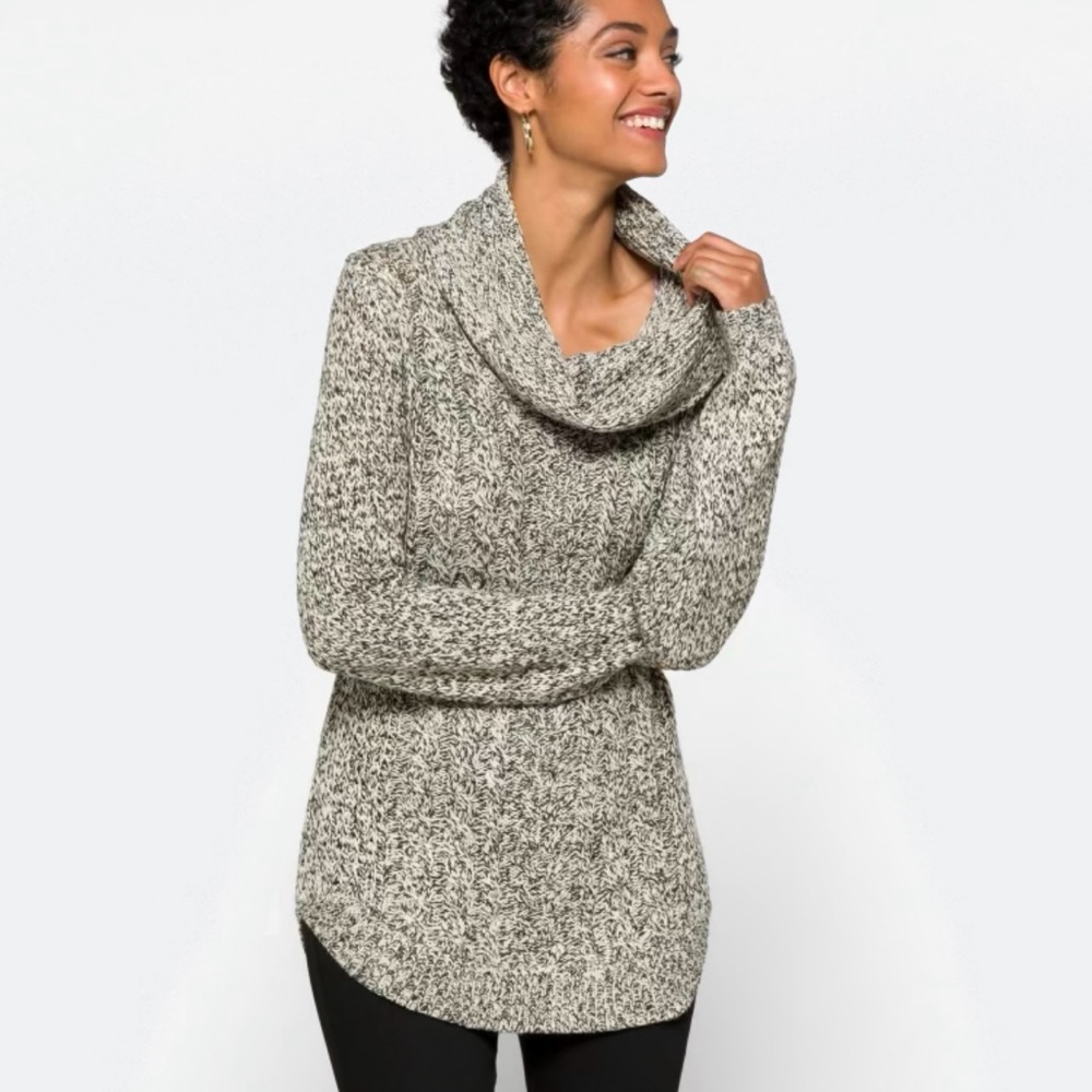 RD Style Harriette Cable Cowl Neck Sweater - Gray - Size Xsmall